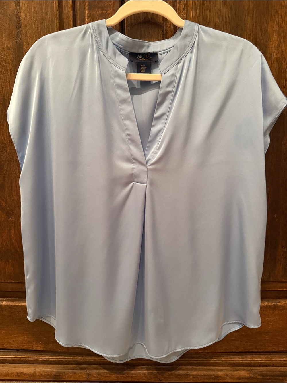 RACHEL Rachel Roy Powder Blue V-Neck Cap Sleeve Blouse